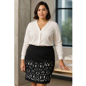 Worthington Back Laser Cut Career Skirt